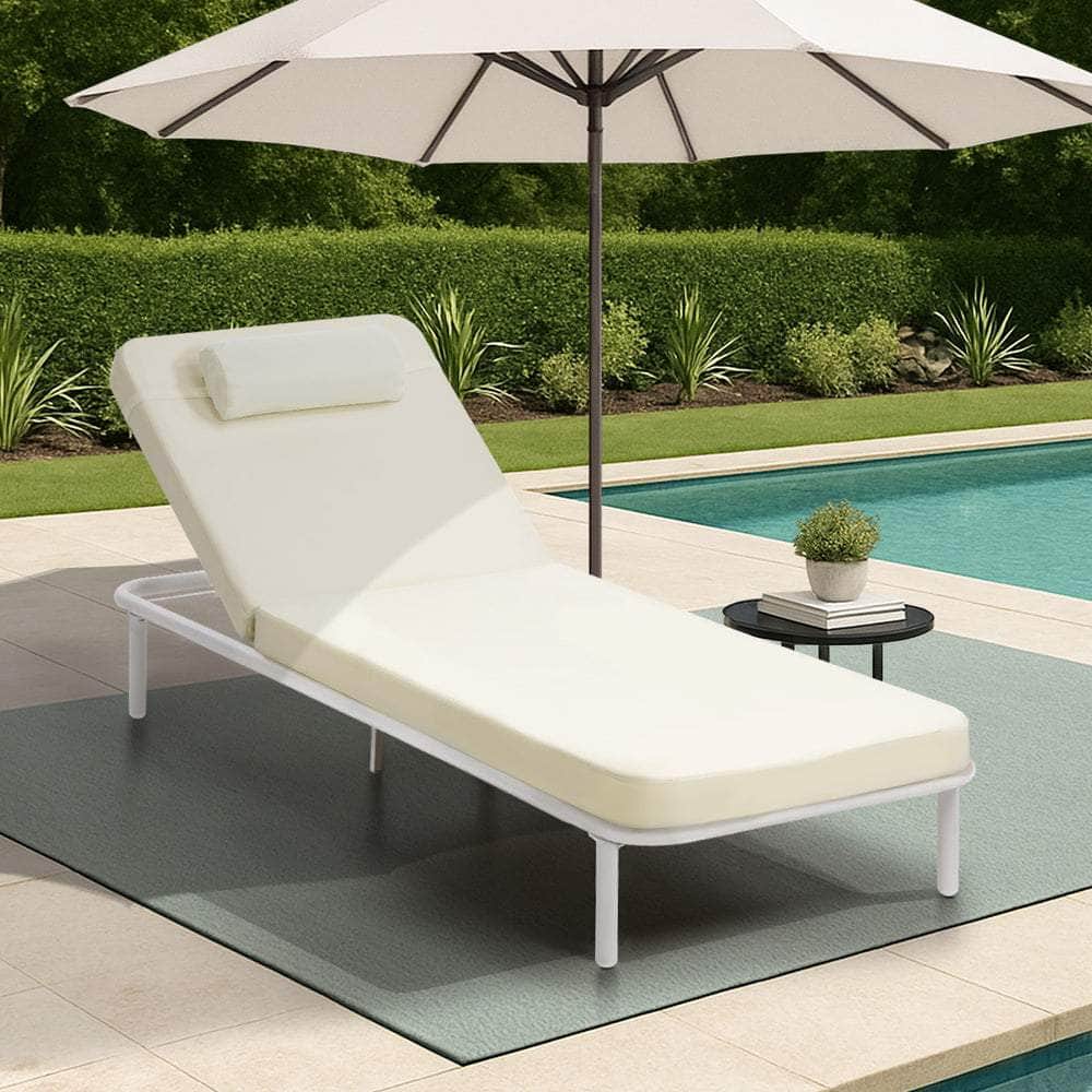 Sun Lounge Outdoor Patio Furniture Setting Beige&Grey