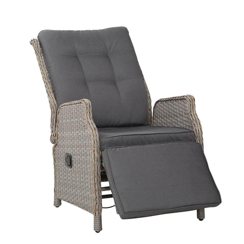 Recliner Chairs Sun Lounge Wicker Lounger Outdoor Furniture Patio Grey