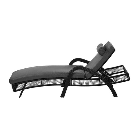 Sun Lounge Wicker Bed Outdoor Patio Furniture Grey & Beige