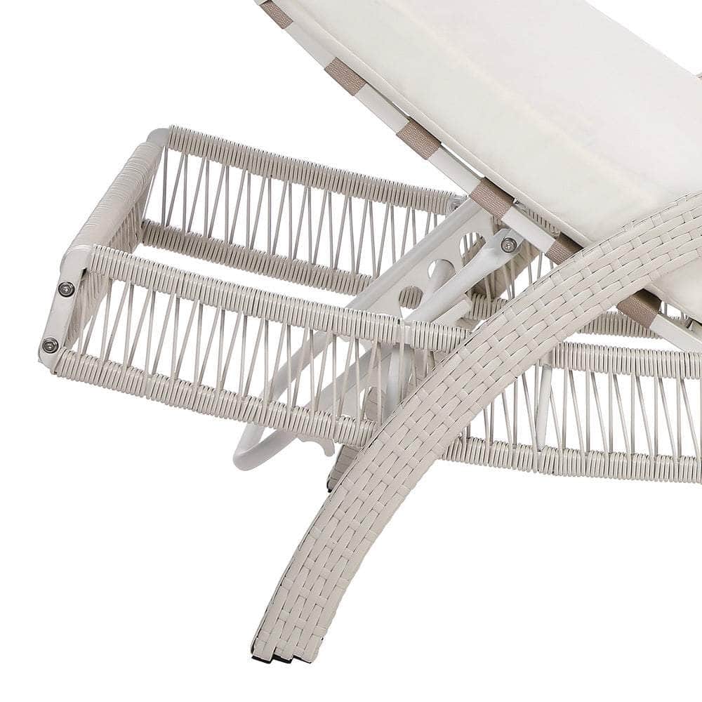 Sun Lounge Wicker Bed Outdoor Patio Furniture Grey & Beige