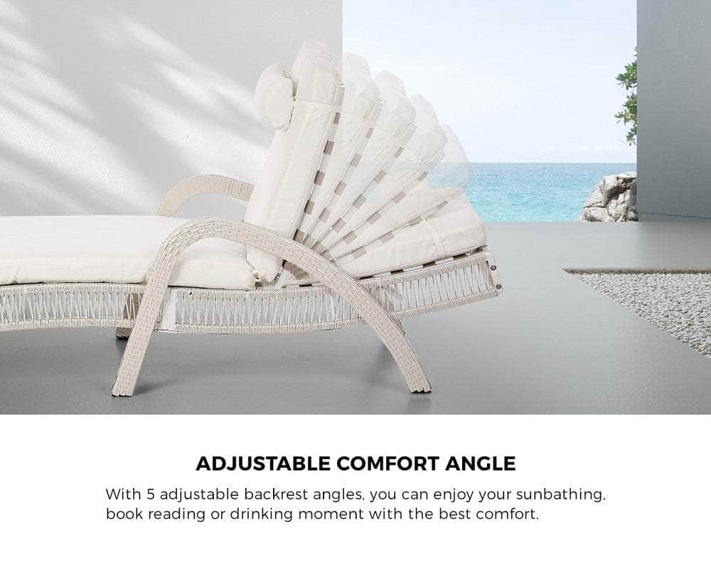 Sun Lounge Wicker Bed Outdoor Patio Furniture Grey & Beige