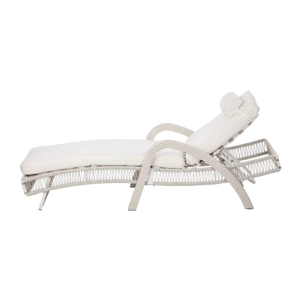 Sun Lounge Wicker Bed Outdoor Patio Furniture Grey & Beige