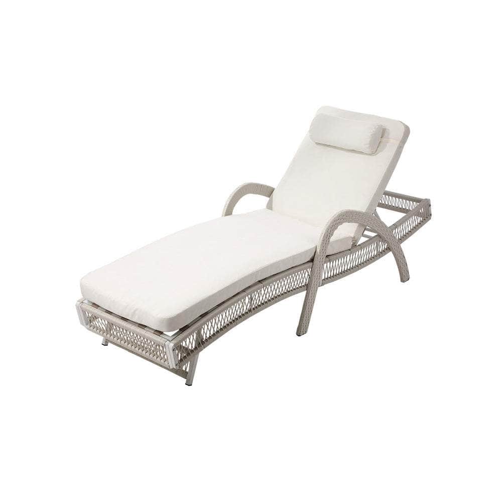 Sun Lounge Wicker Bed Outdoor Patio Furniture Grey & Beige