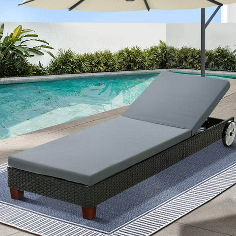 Sun Lounge Wicker Lounger Day Bed Patio Outdoor Furniture Setting
