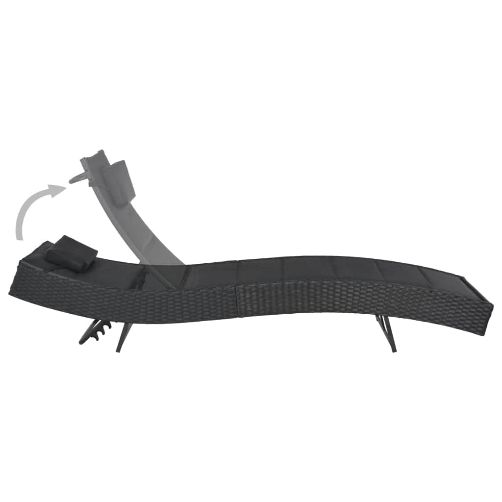 Sun Lounger Poly Rattan and Textilene Black - Simple deals