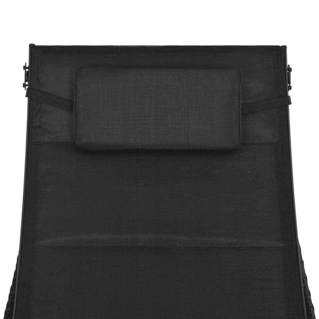 Sun Lounger Poly Rattan and Textilene Black - Simple deals