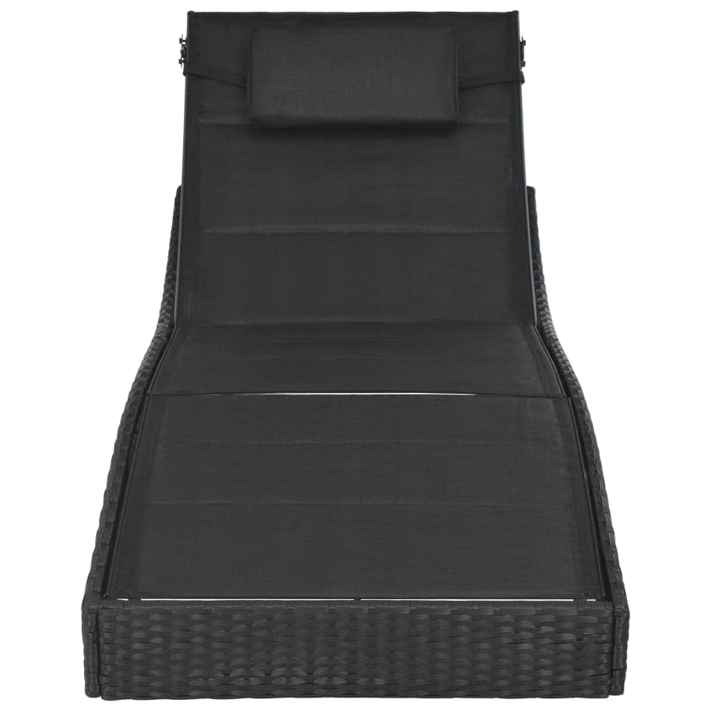 Sun Lounger Poly Rattan and Textilene Black - Simple deals