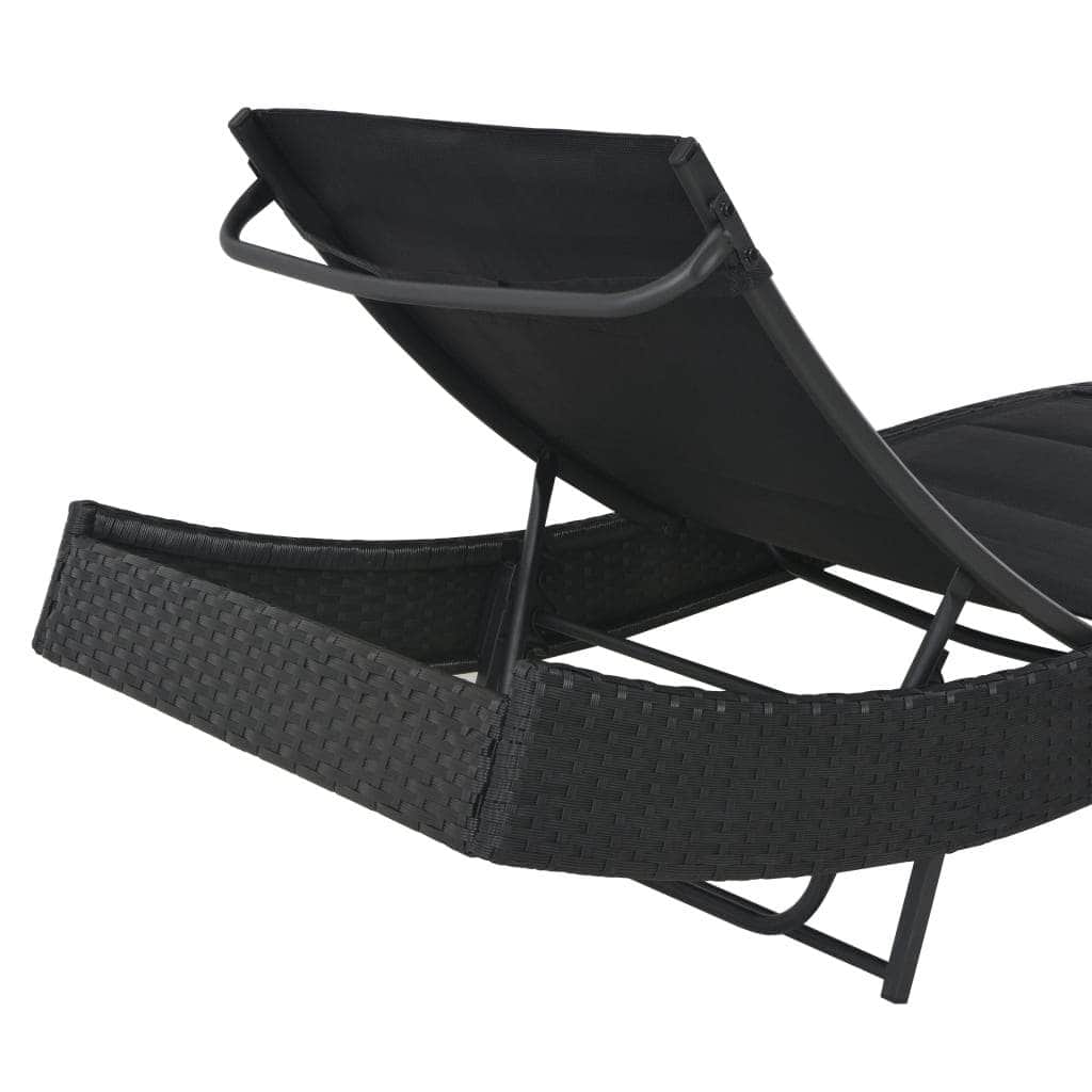 Sun Lounger Poly Rattan and Textilene Black - Simple deals