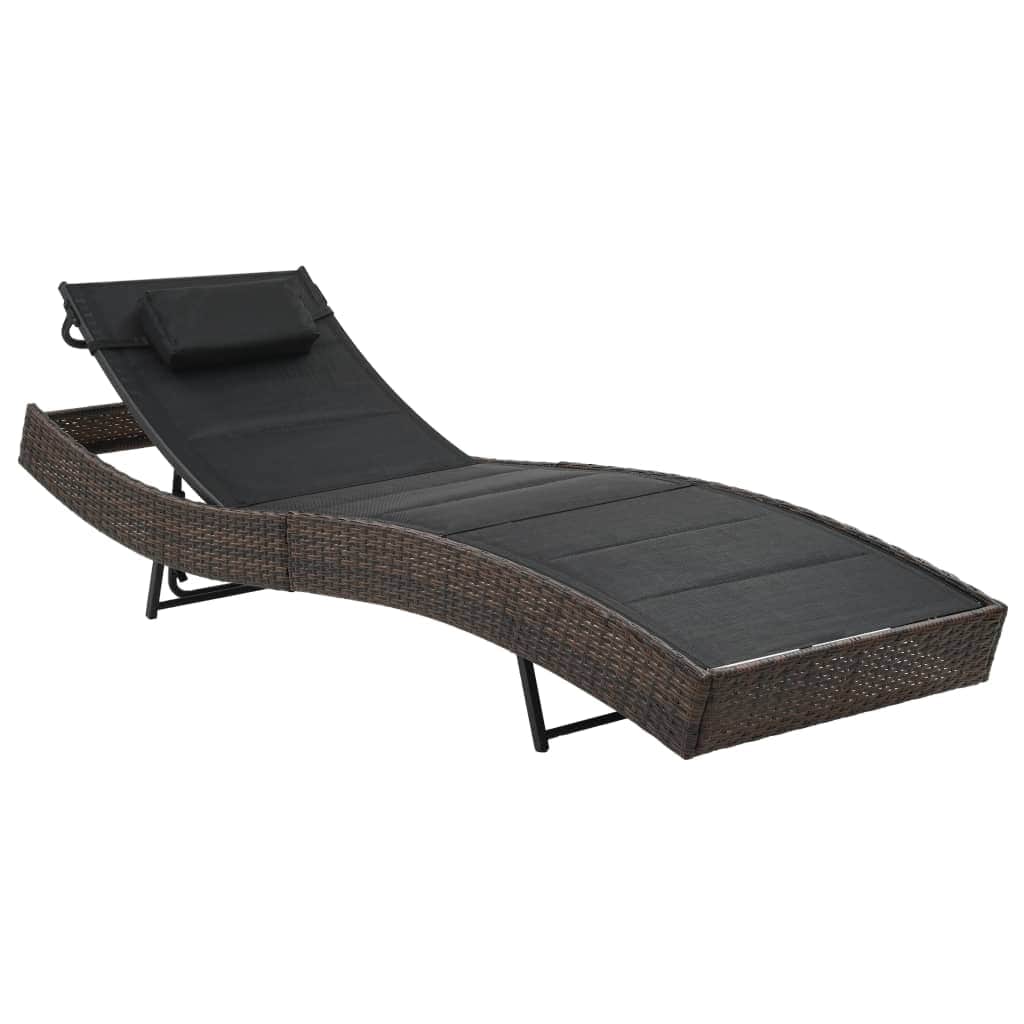 Sun Lounger Poly Rattan and Textilene Brown - Simple deals