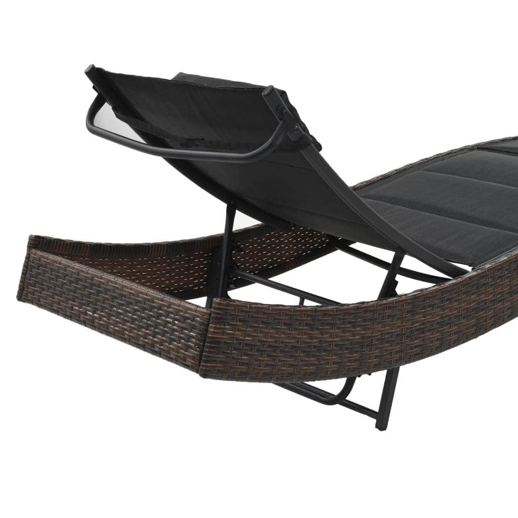 Sun Lounger Poly Rattan and Textilene Brown - Simple deals
