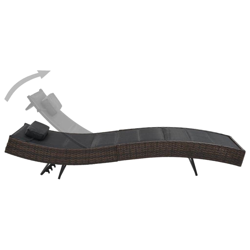 Sun Lounger Poly Rattan and Textilene Brown - Simple deals
