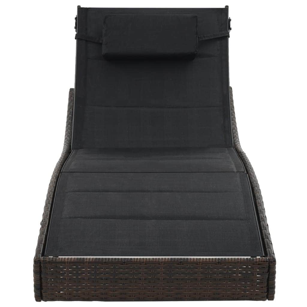 Sun Lounger Poly Rattan and Textilene Brown - Simple deals