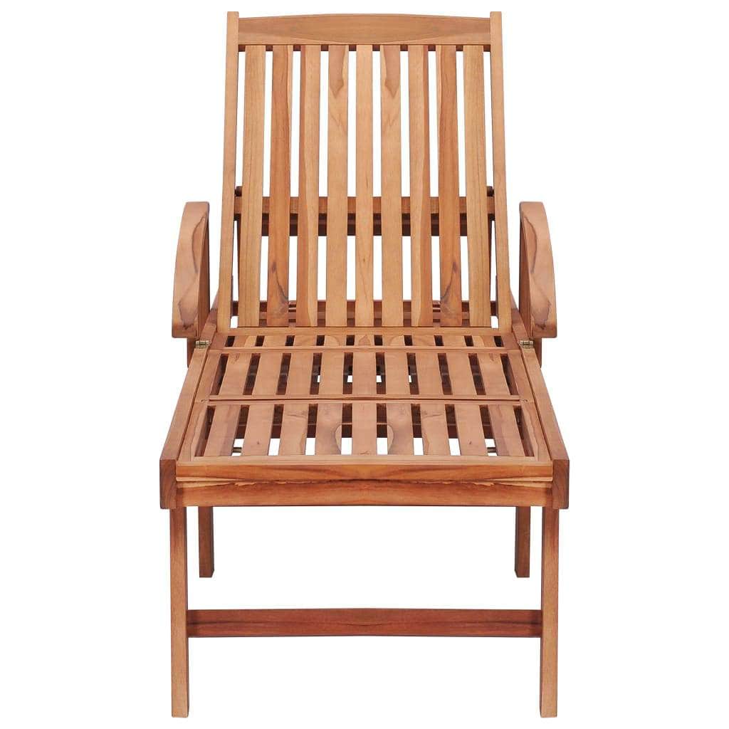 Sun Lounger with Anthracite Cushion Solid Teak Wood