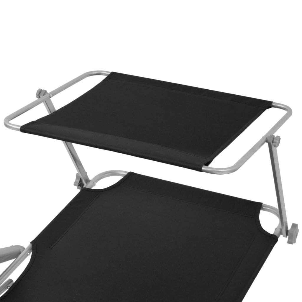 Sun Lounger with Canopy Steel Black - Simple deals