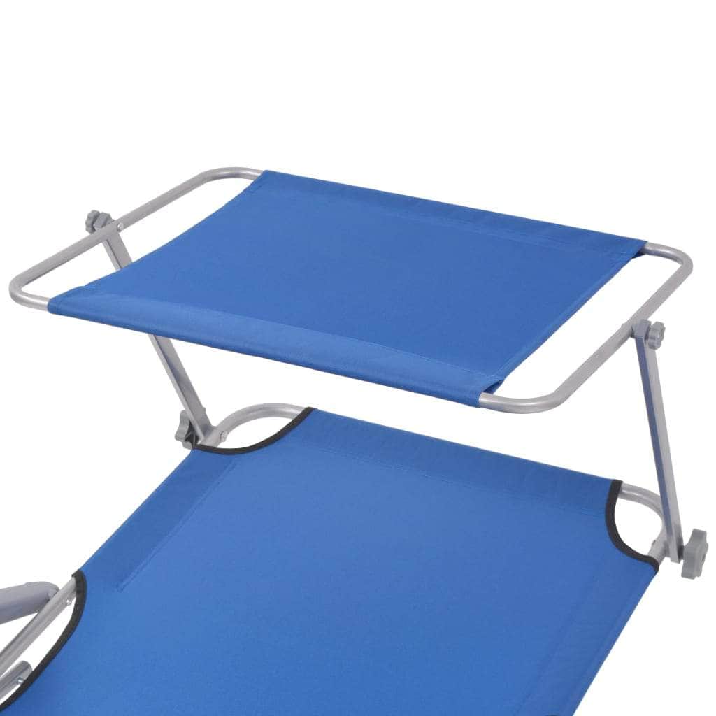 Sun Lounger with Canopy Steel Blue - Simple deals