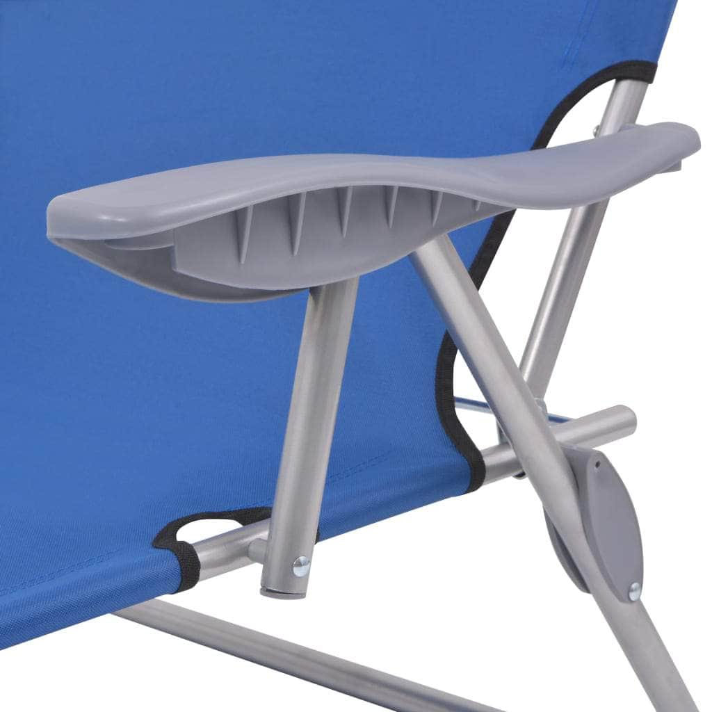 Sun Lounger with Canopy Steel Blue - Simple deals