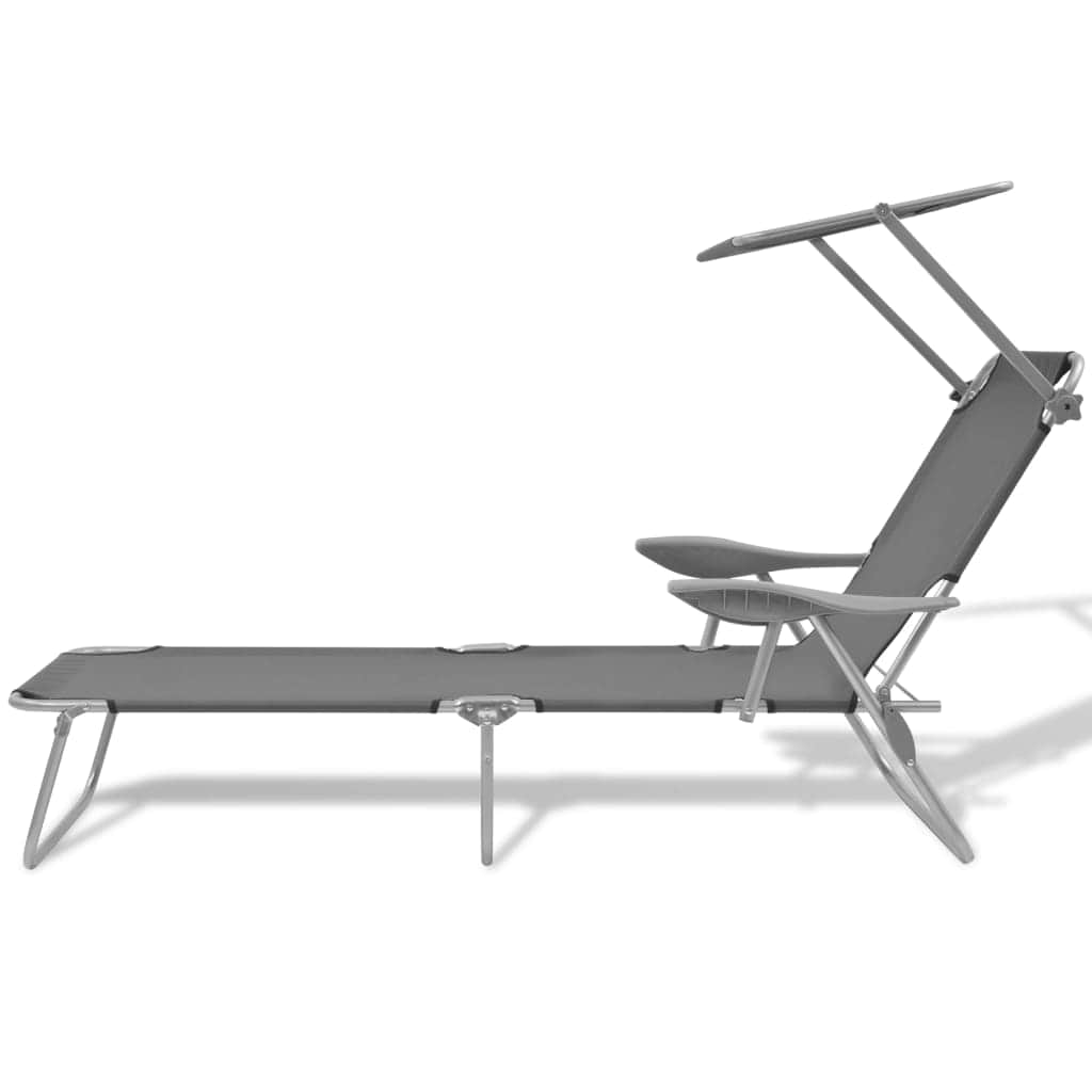 Sun Lounger with Canopy Steel Grey - Simple deals