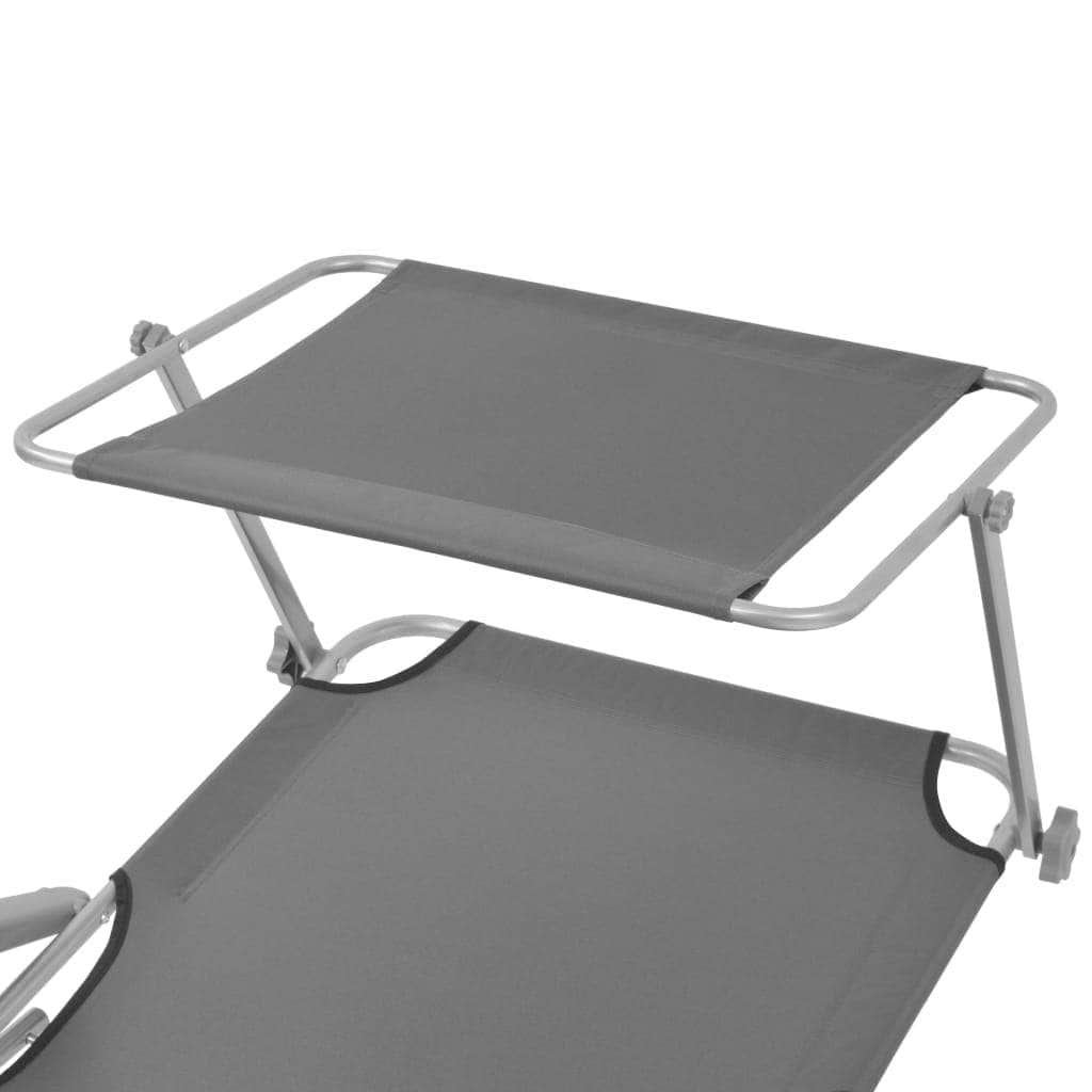 Sun Lounger with Canopy Steel Grey - Simple deals
