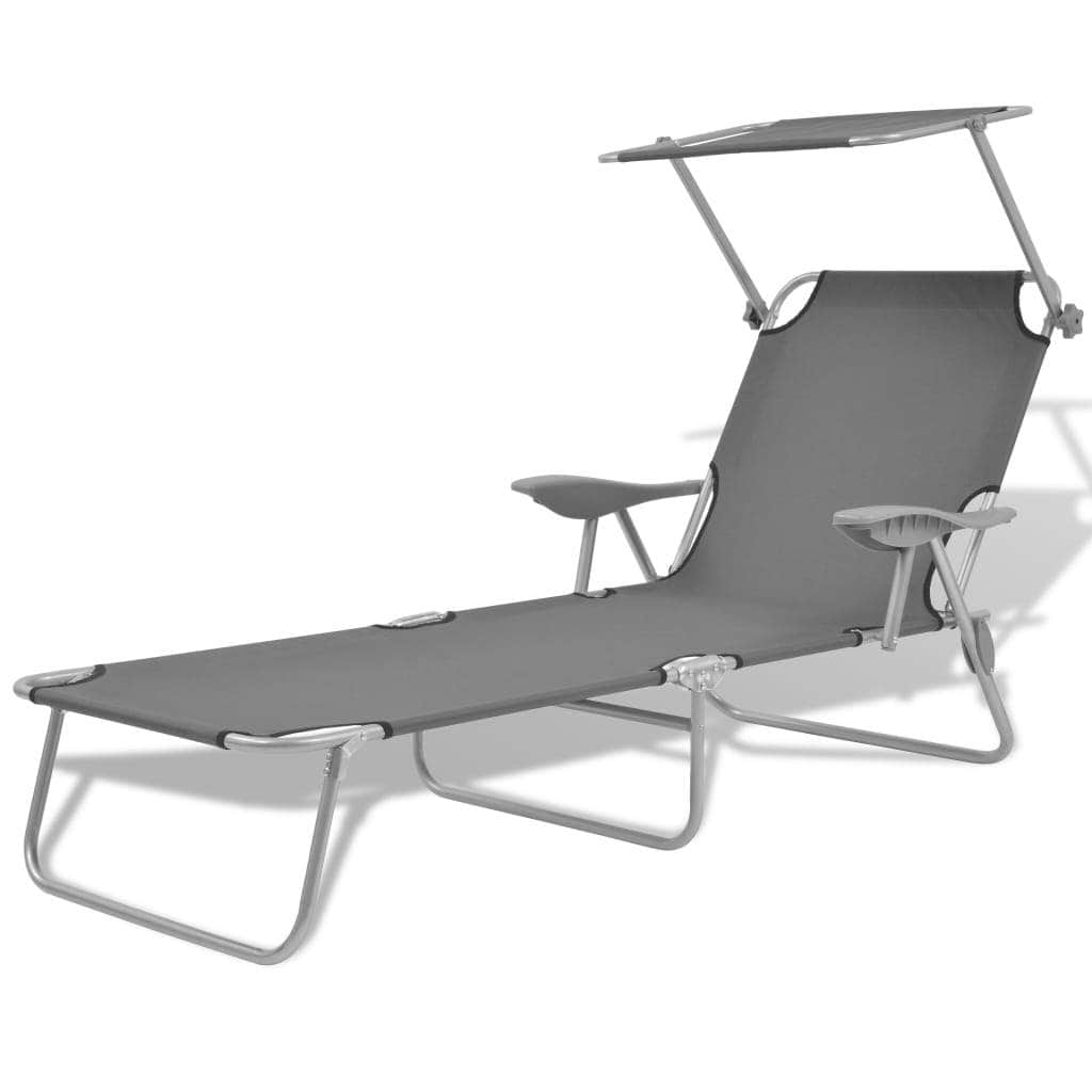 Sun Lounger with Canopy Steel Grey - Simple deals