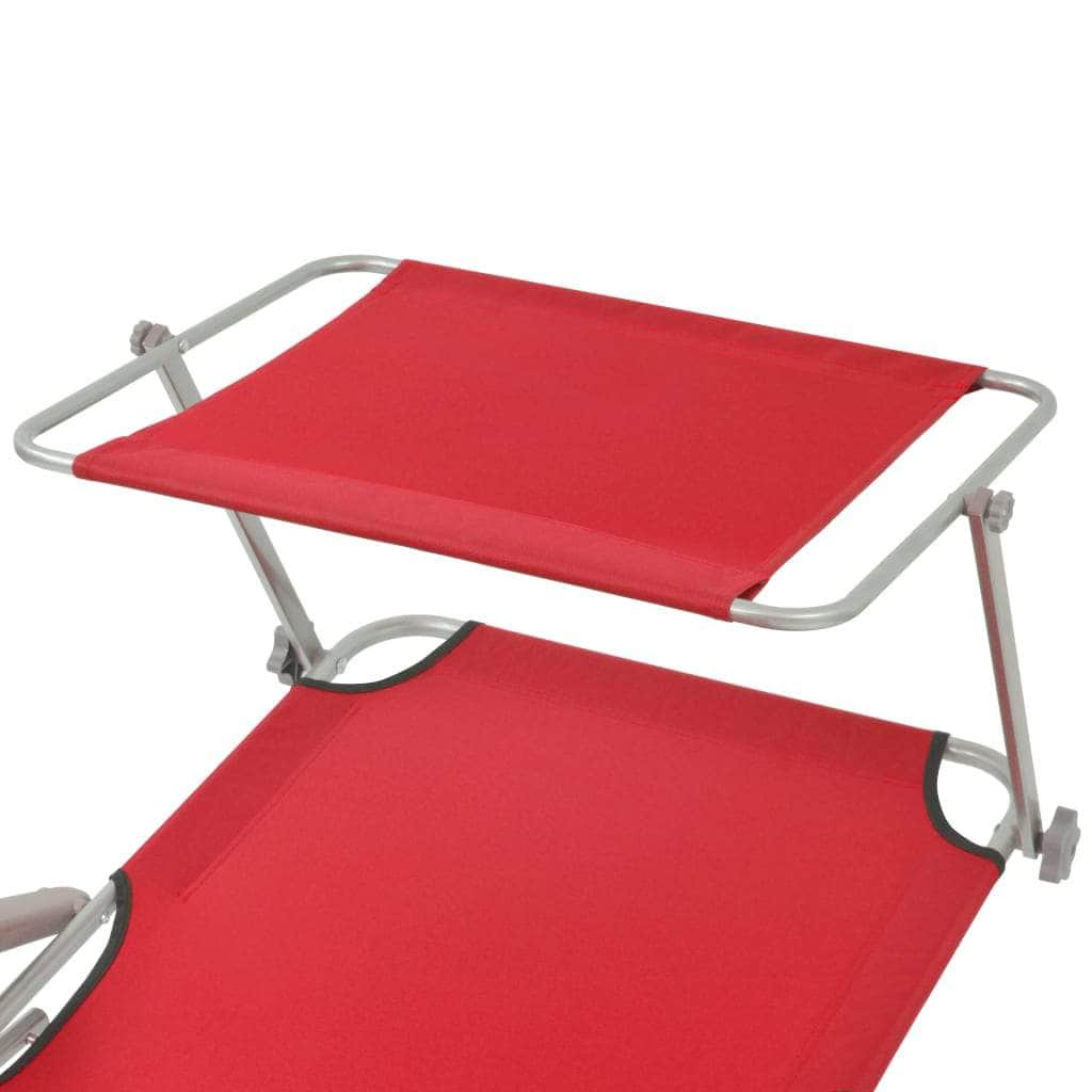 Sun Lounger with Canopy Steel Red - Simple deals