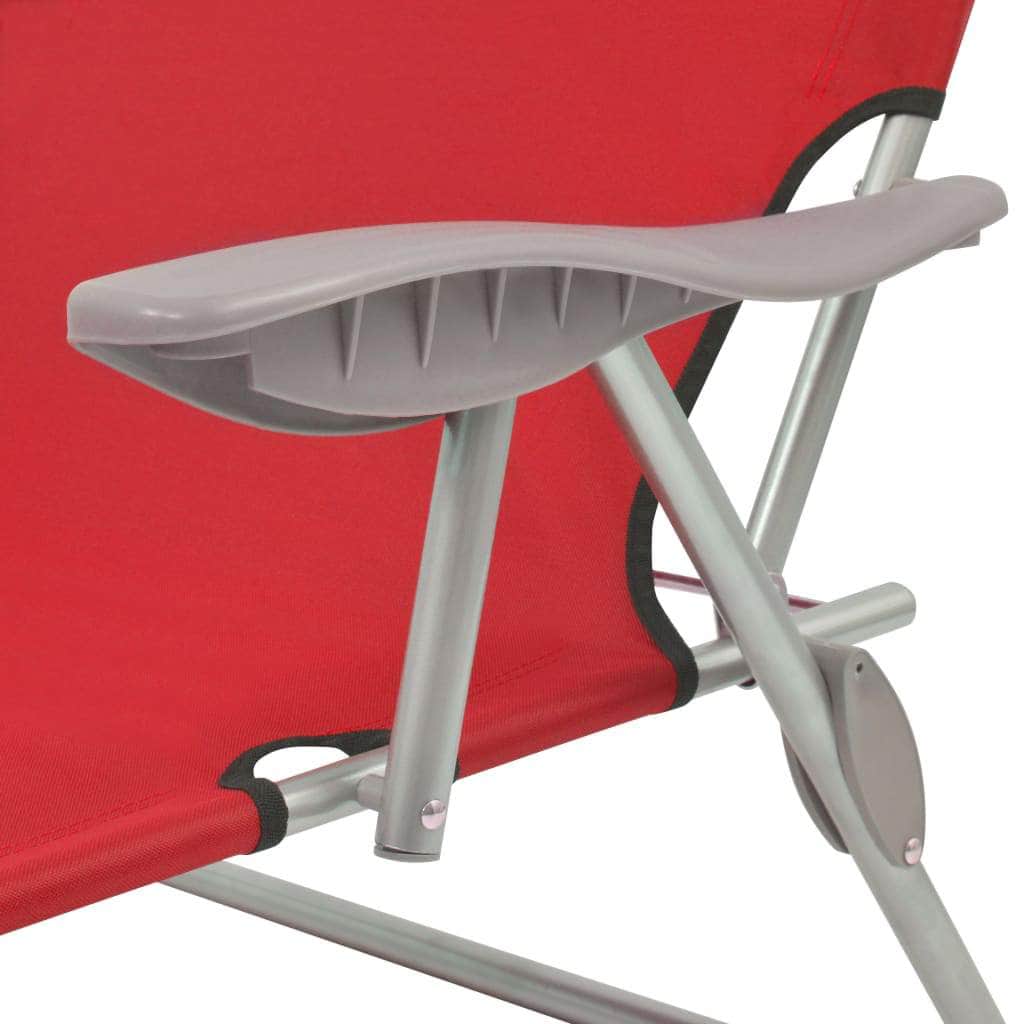 Sun Lounger with Canopy Steel Red - Simple deals