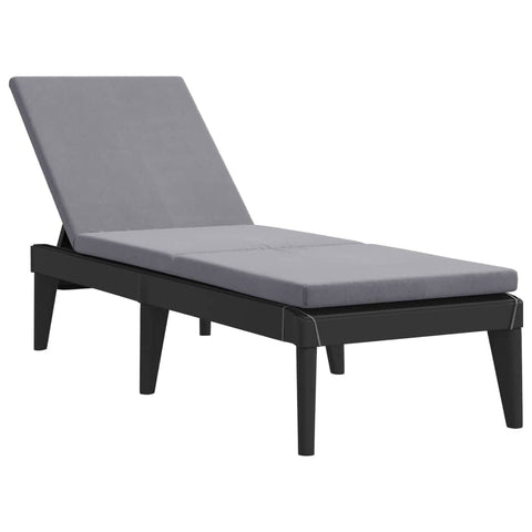 Sun Lounger with Cushion Anthracite PP