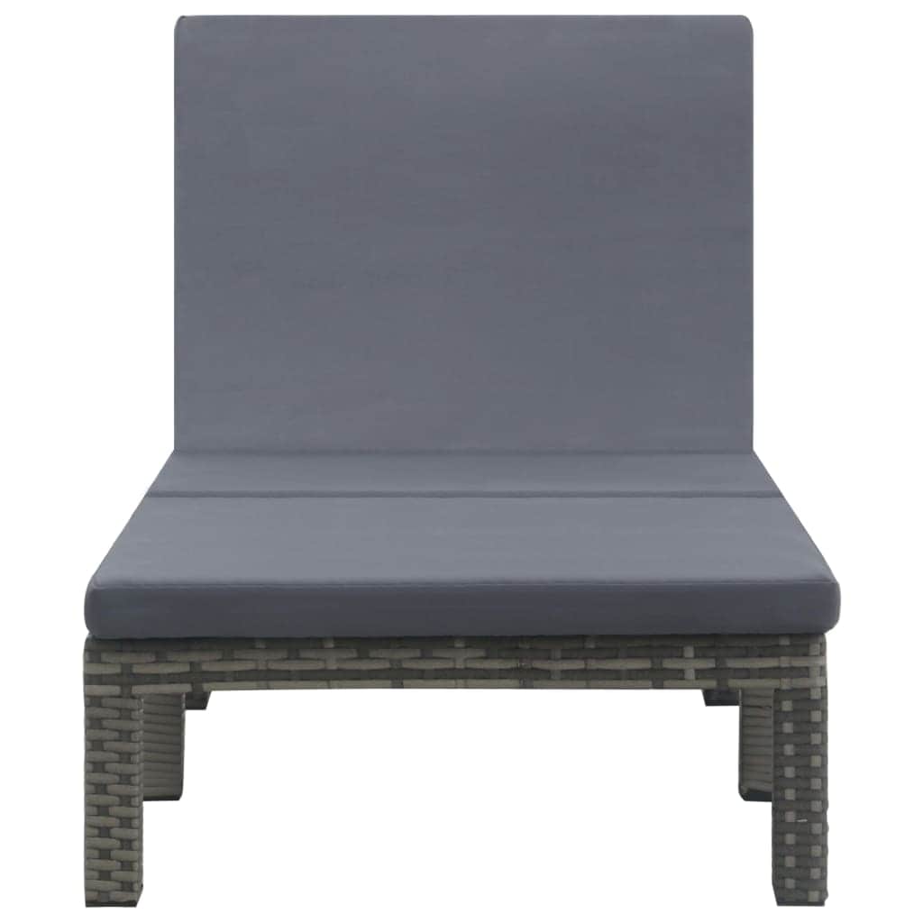 Sun Lounger with Cushion Poly Rattan Anthracite