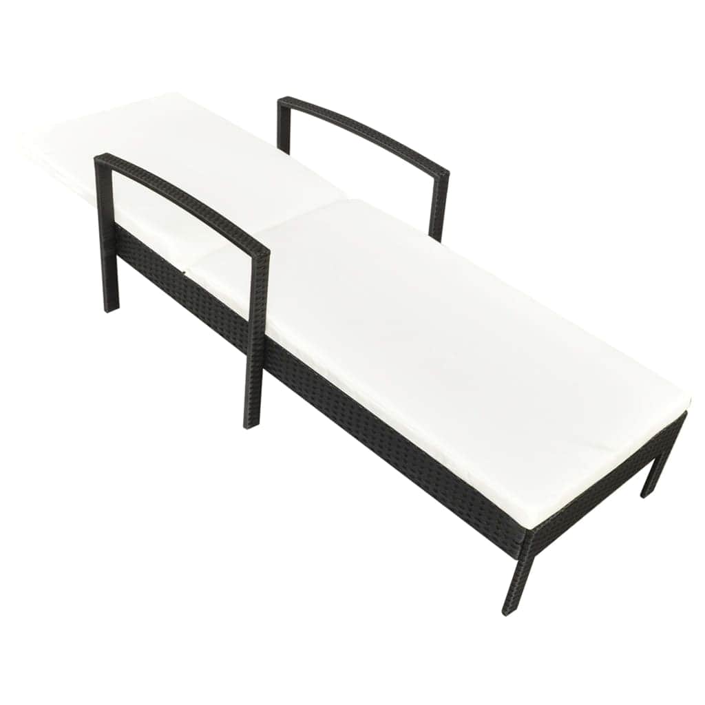 Sun Lounger with Cushion Poly Rattan Black - Simple deals