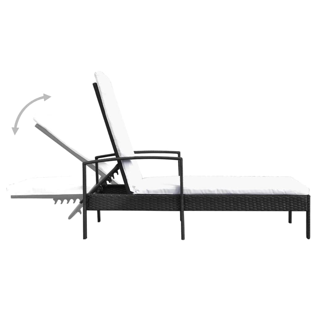 Sun Lounger with Cushion Poly Rattan Black - Simple deals