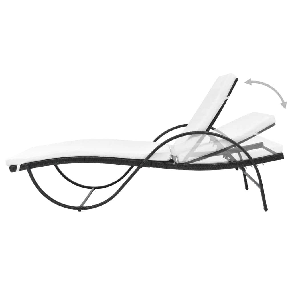 Sun Lounger with Cushion Poly Rattan Black - Simple deals