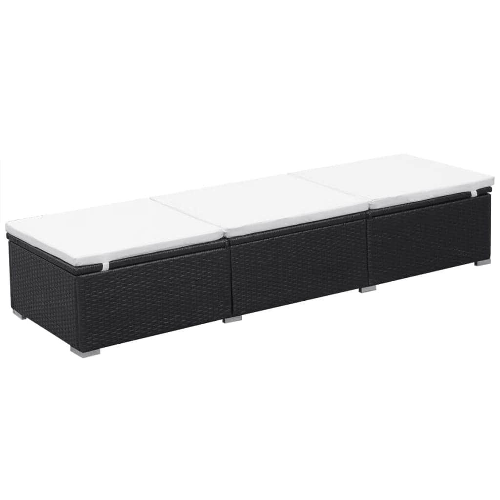 Sun Lounger with Cushion Poly Rattan Black - Simple deals