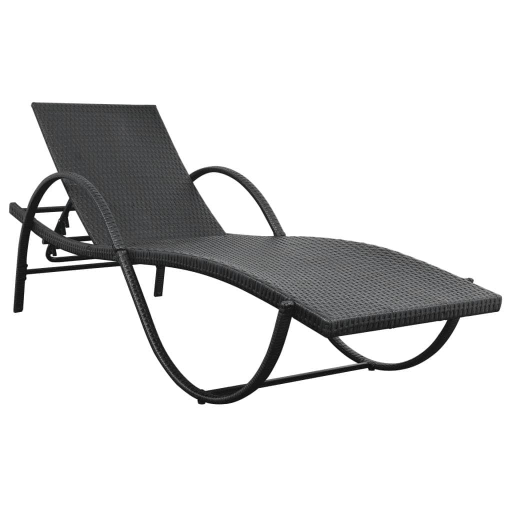 Sun Lounger with Cushion Poly Rattan Black - Simple deals