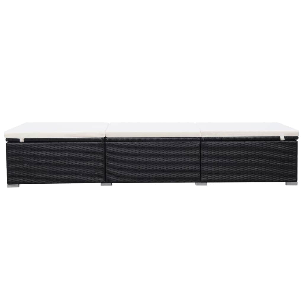 Sun Lounger with Cushion Poly Rattan Black - Simple deals