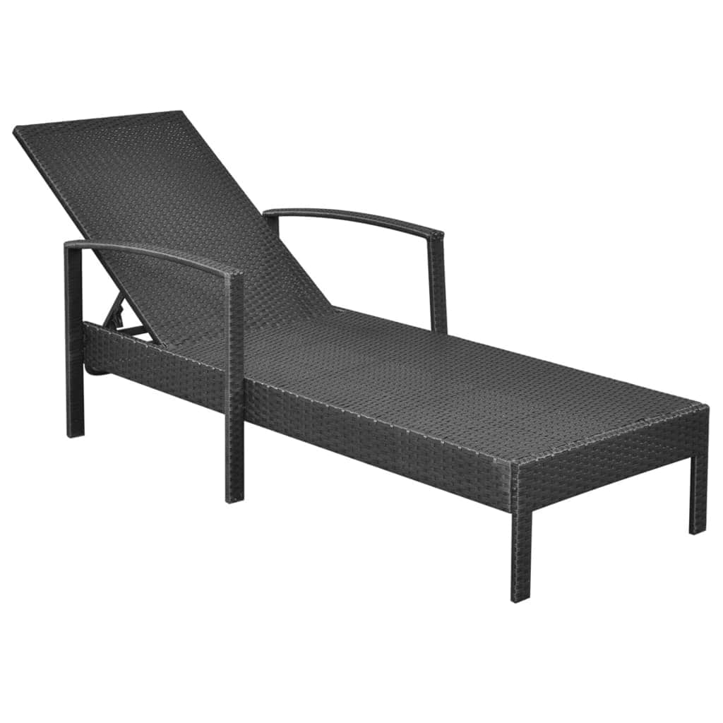 Sun Lounger with Cushion Poly Rattan Black - Simple deals