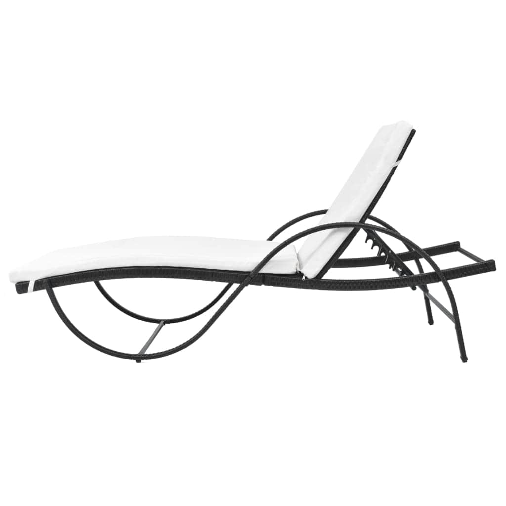 Sun Lounger with Cushion Poly Rattan Black - Simple deals