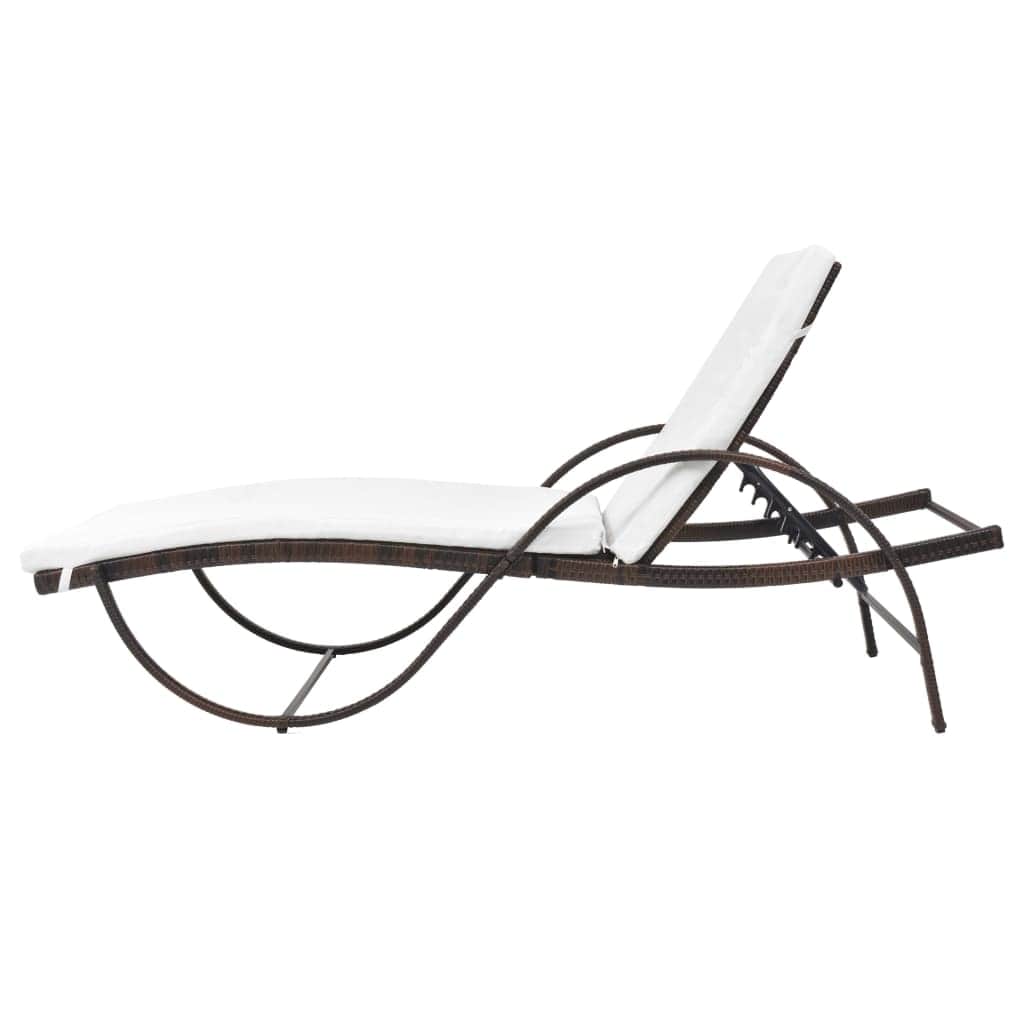 Sun Lounger with Cushion Poly Rattan Brown - Simple deals