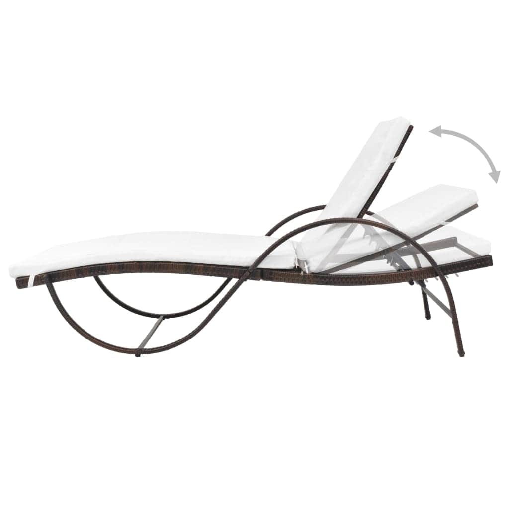 Sun Lounger with Cushion Poly Rattan Brown - Simple deals