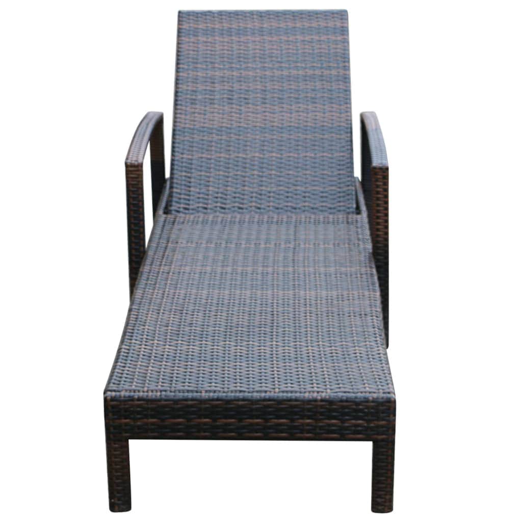 Sun Lounger with Cushion Poly Rattan Brown - Simple deals