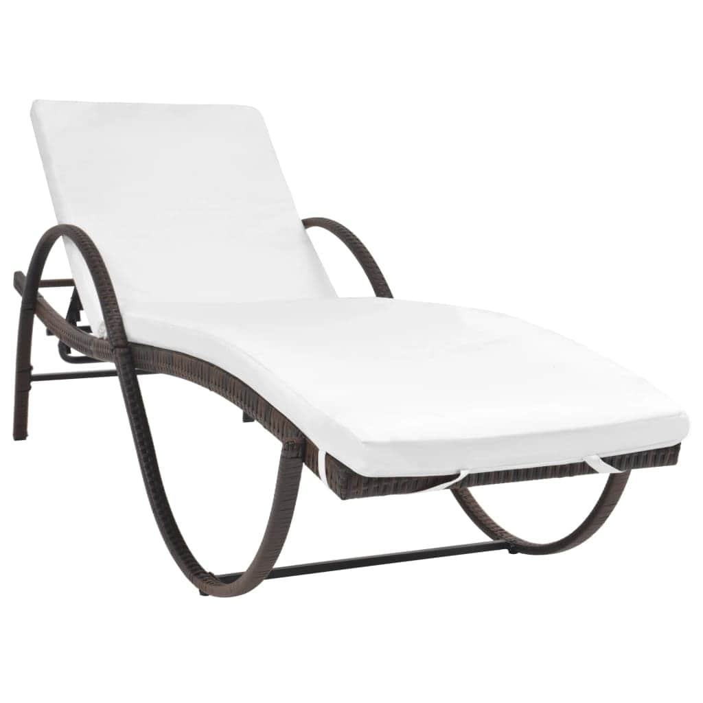 Sun Lounger with Cushion Poly Rattan Brown - Simple deals