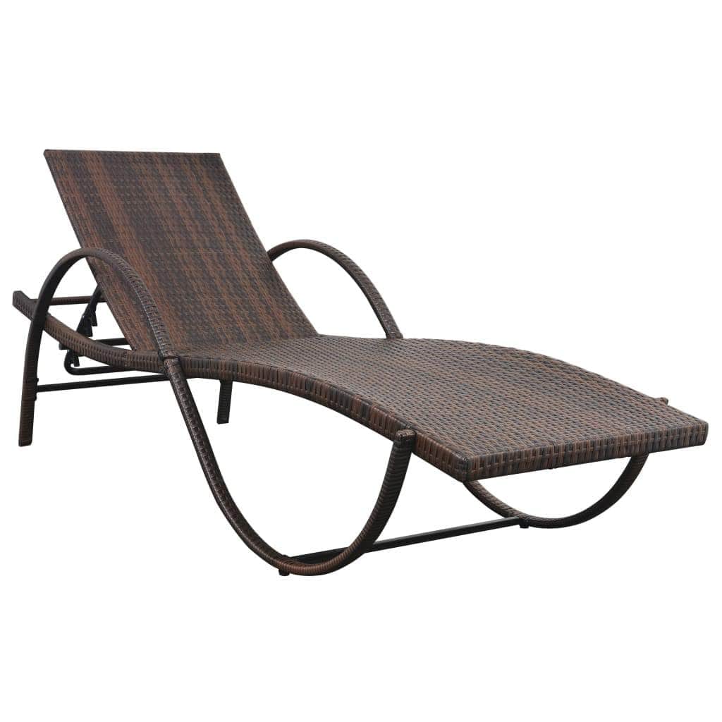 Sun Lounger with Cushion Poly Rattan Brown - Simple deals