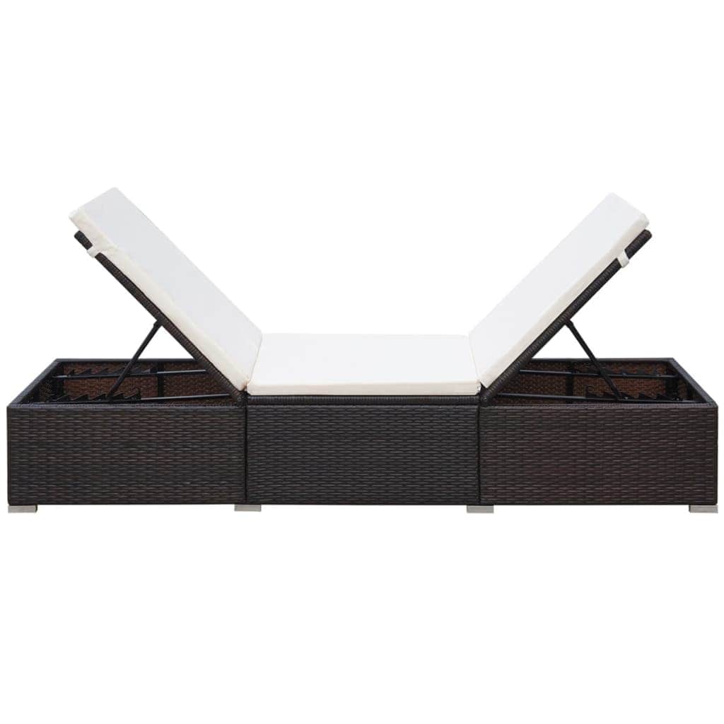 Sun Lounger with Cushion Poly Rattan Brown - Simple deals