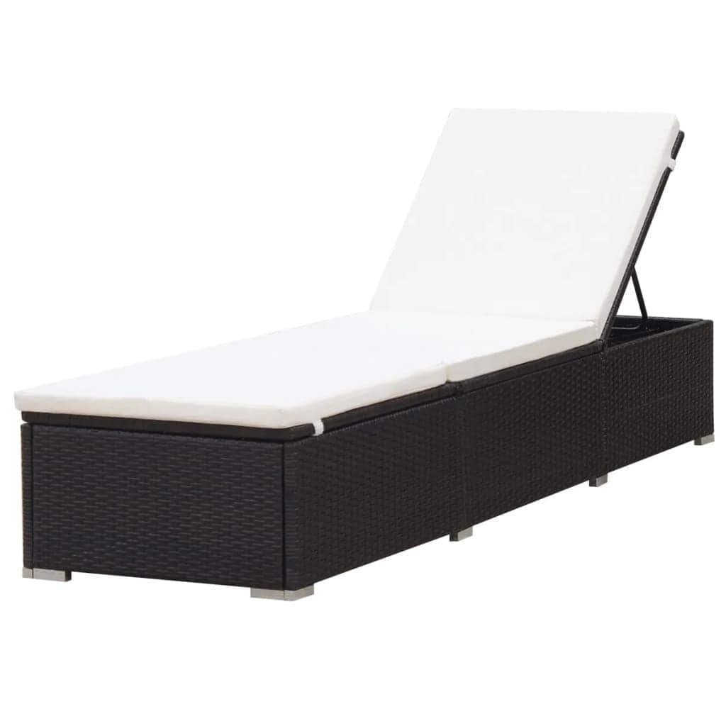 Sun Lounger with Cushion Poly Rattan Brown - Simple deals