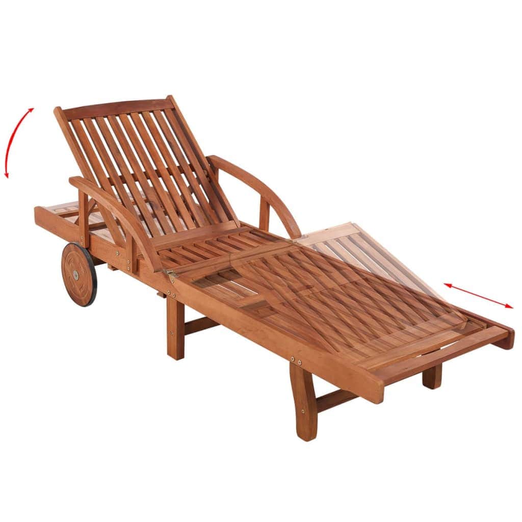 Sun Lounger with Cushion Solid Acacia Wood - Simple deals