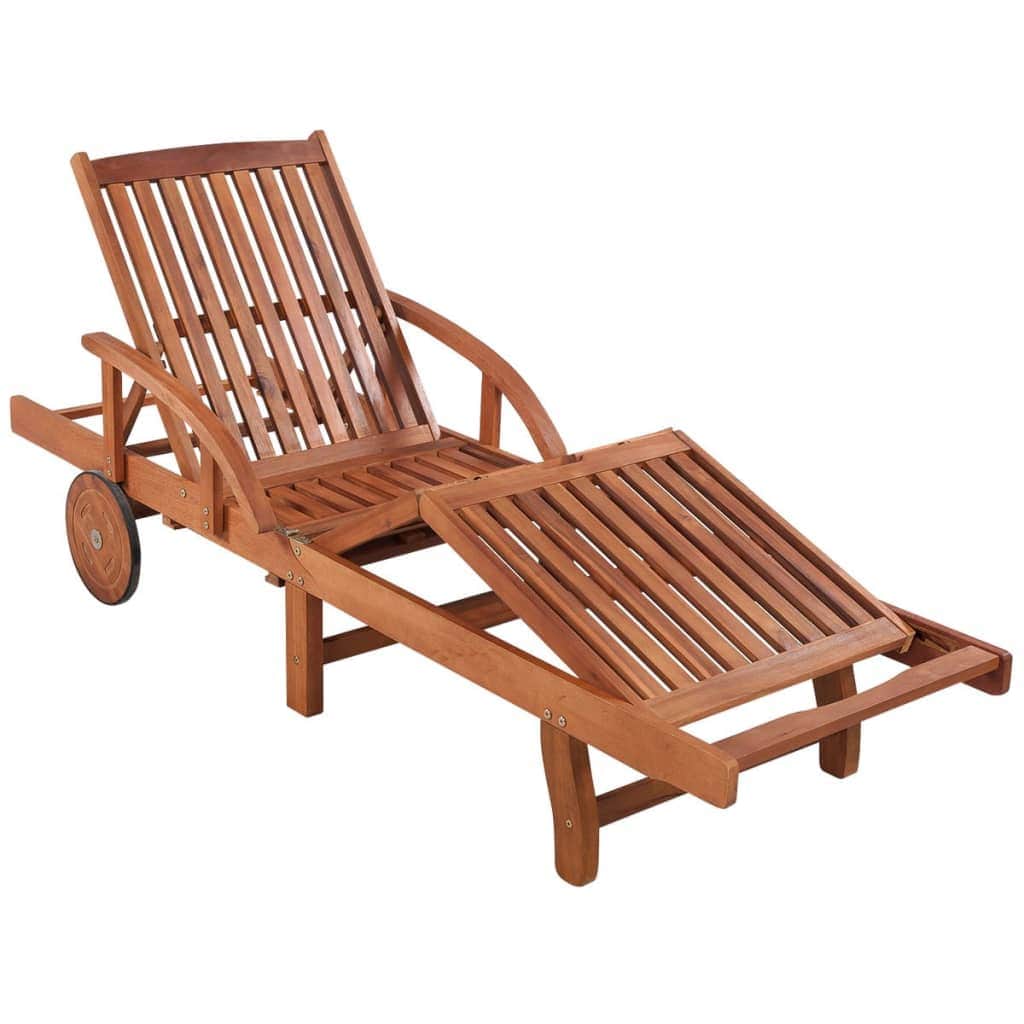 Sun Lounger with Cushion Solid Acacia Wood - Simple deals