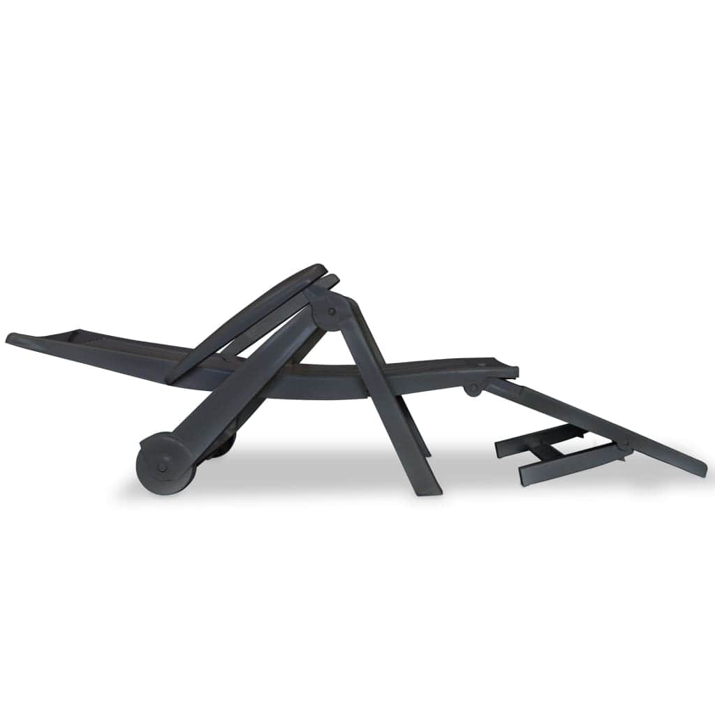 Sun Lounger with Footrest Plastic Anthracite - Simple deals