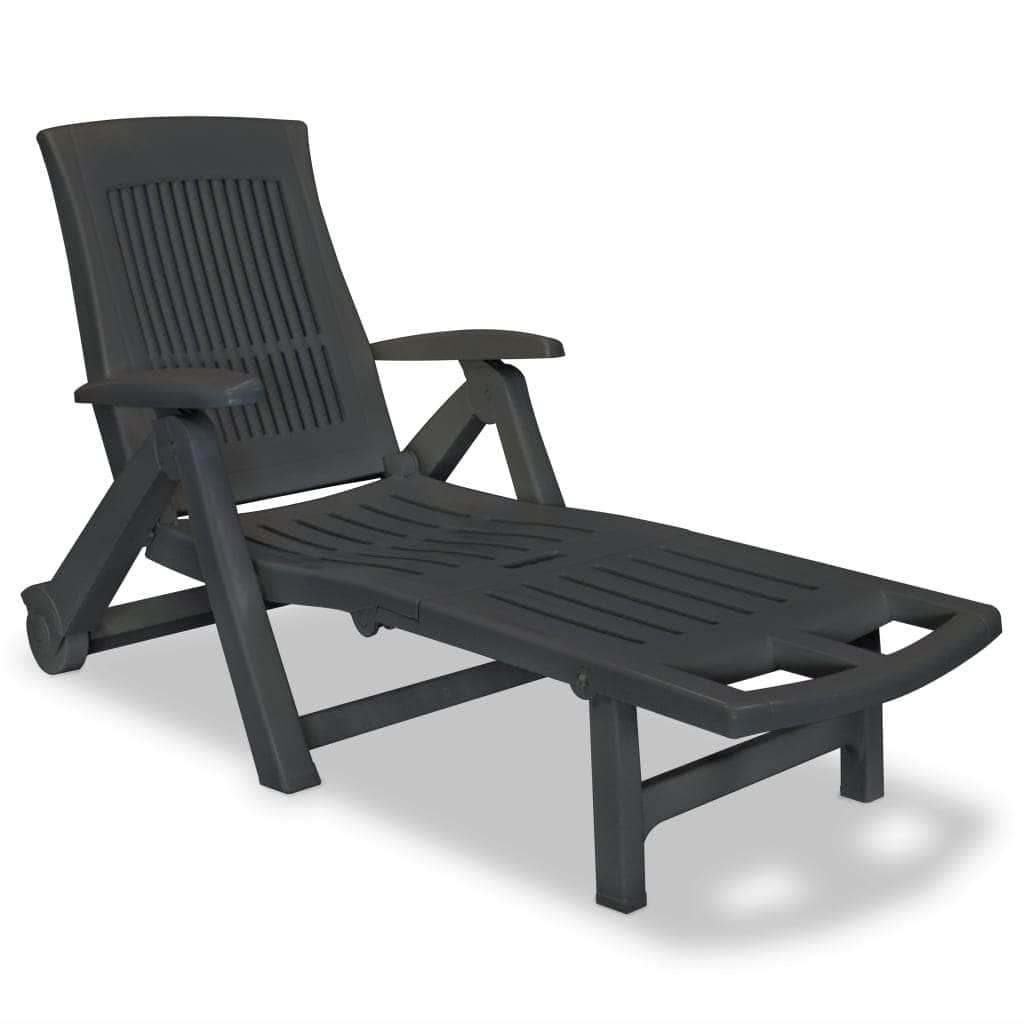 Sun Lounger with Footrest Plastic Anthracite - Simple deals