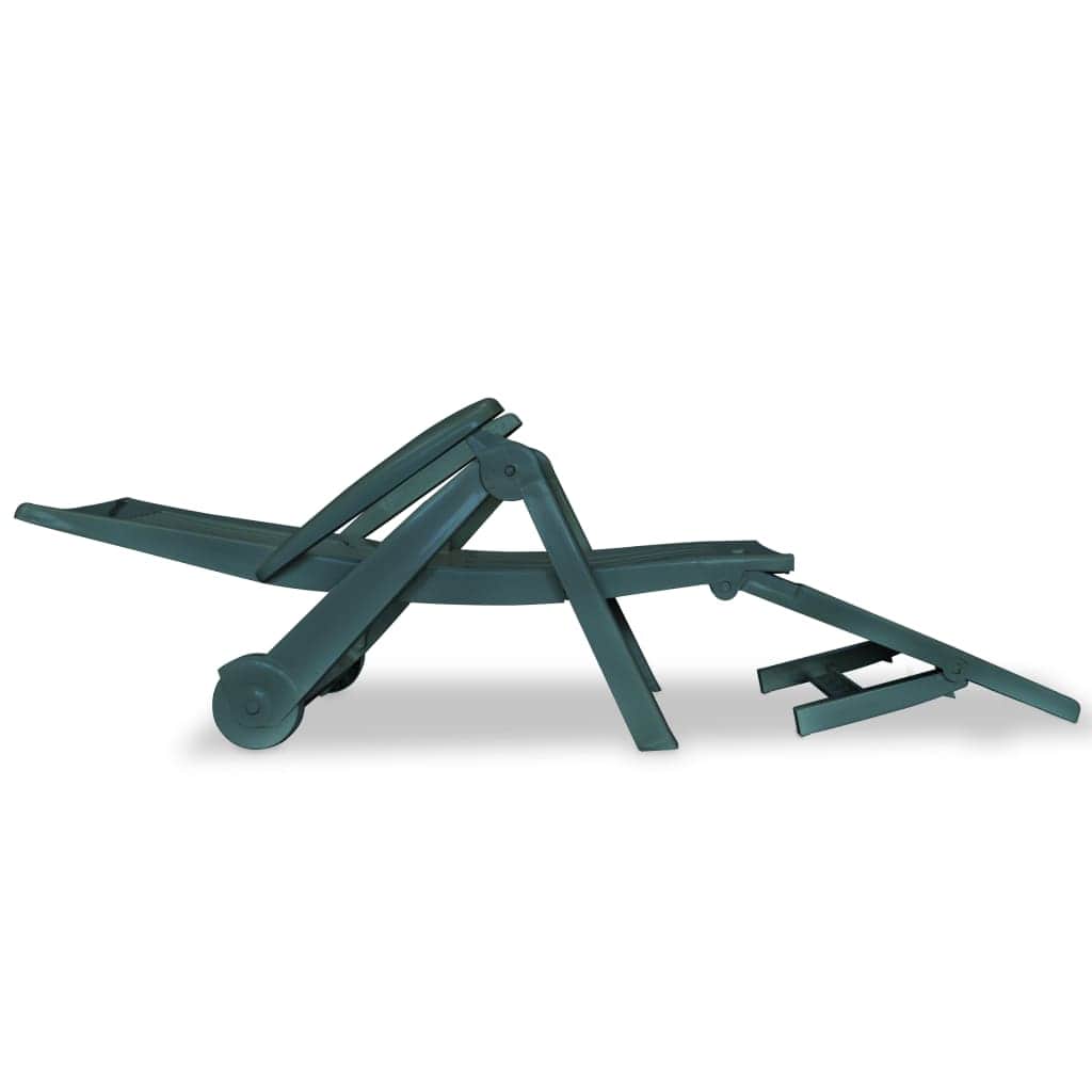 Sun Lounger with Footrest Plastic Green - Simple deals