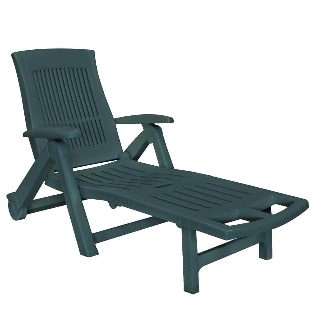 Sun Lounger with Footrest Plastic Green - Simple deals
