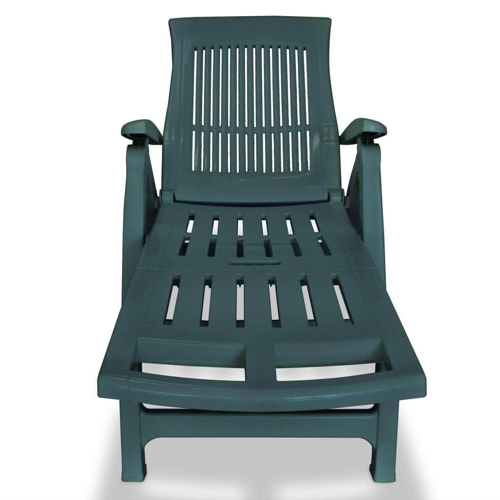 Sun Lounger with Footrest Plastic Green - Simple deals