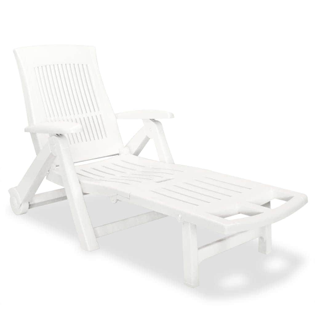 Sun Lounger with Footrest Plastic White - Simple deals